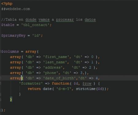Implementar datatables con jquery y php desde base de datos